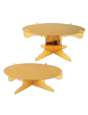 Sada 2 kovových zlatých kartonových stojanů na dorty 31 cm