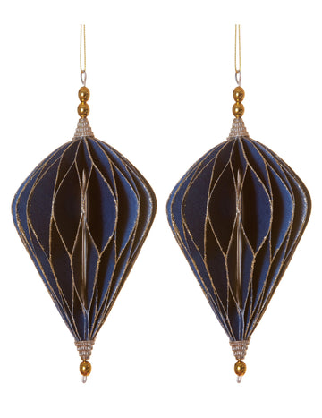 2 přívěsky s modrými diamanty ve tvaru origami 13 cm