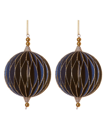 2 modré kulaté origami přívěsky 13 cm