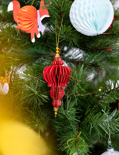 2 červené origami závěsy 13 cm