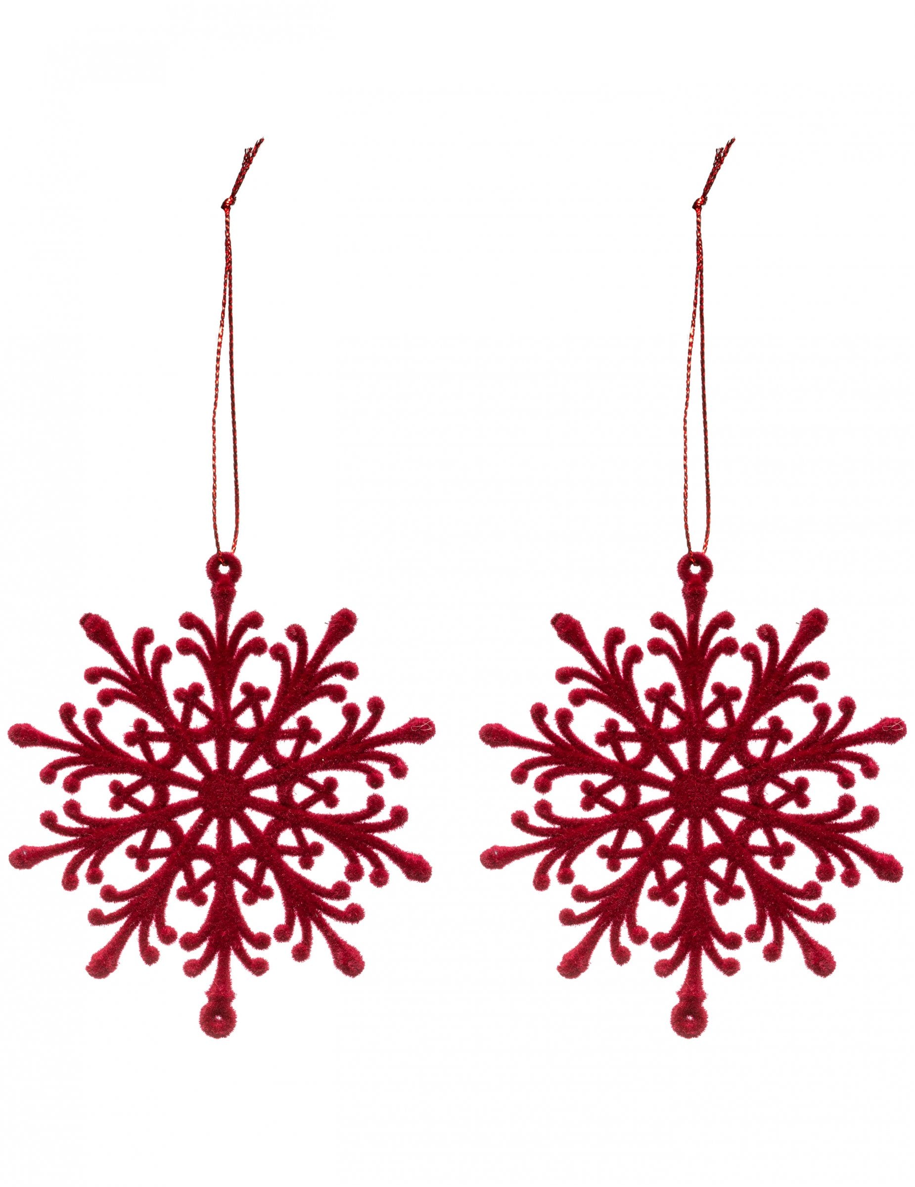 Suspensions flocons de neige pour sapin de Noël rouges en velours