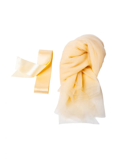 2 slonovinové závoje na židle a saténové stuhy 2,6 x 1,6 m elegantní svatební