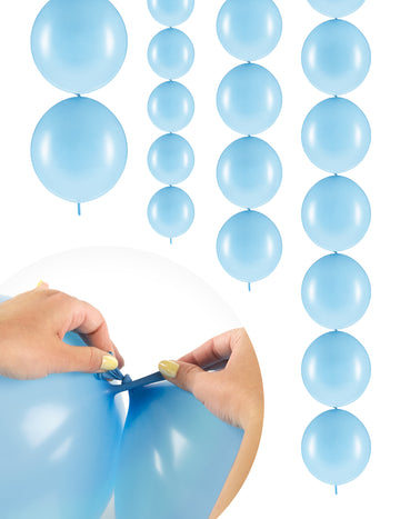 20 Ballons gonflables Bleu pastel à relier 28 cm