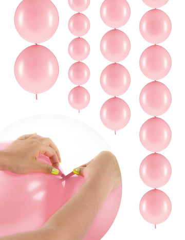 20 Ballons gonflables Rose pastel à relier 28 cm