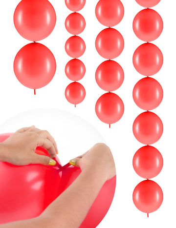 20 mohnrote aufblasbare Luftballons zum Verbinden 28 cm