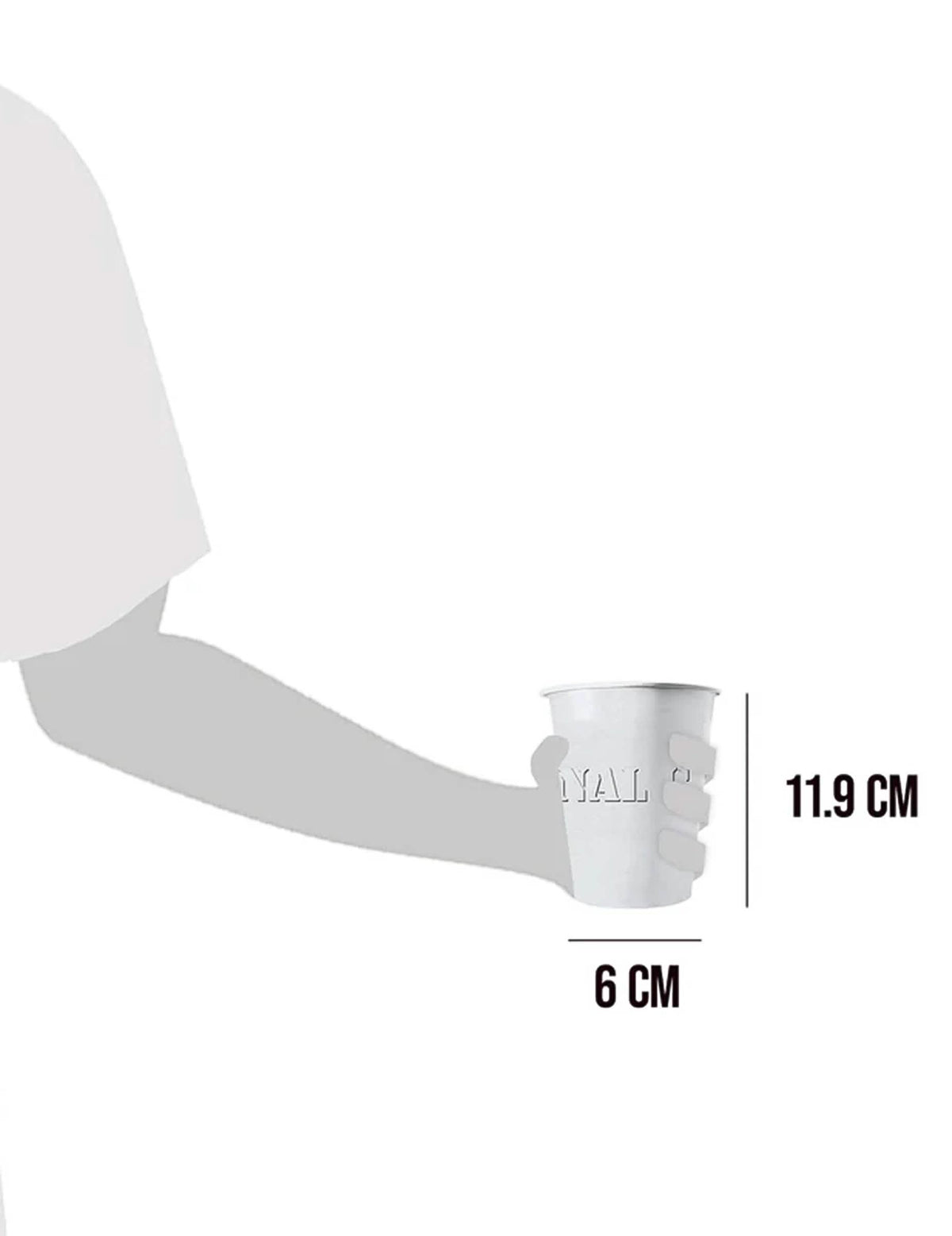 Détail des dimensions des gobelets américains carton recyclable blanc 53 cl