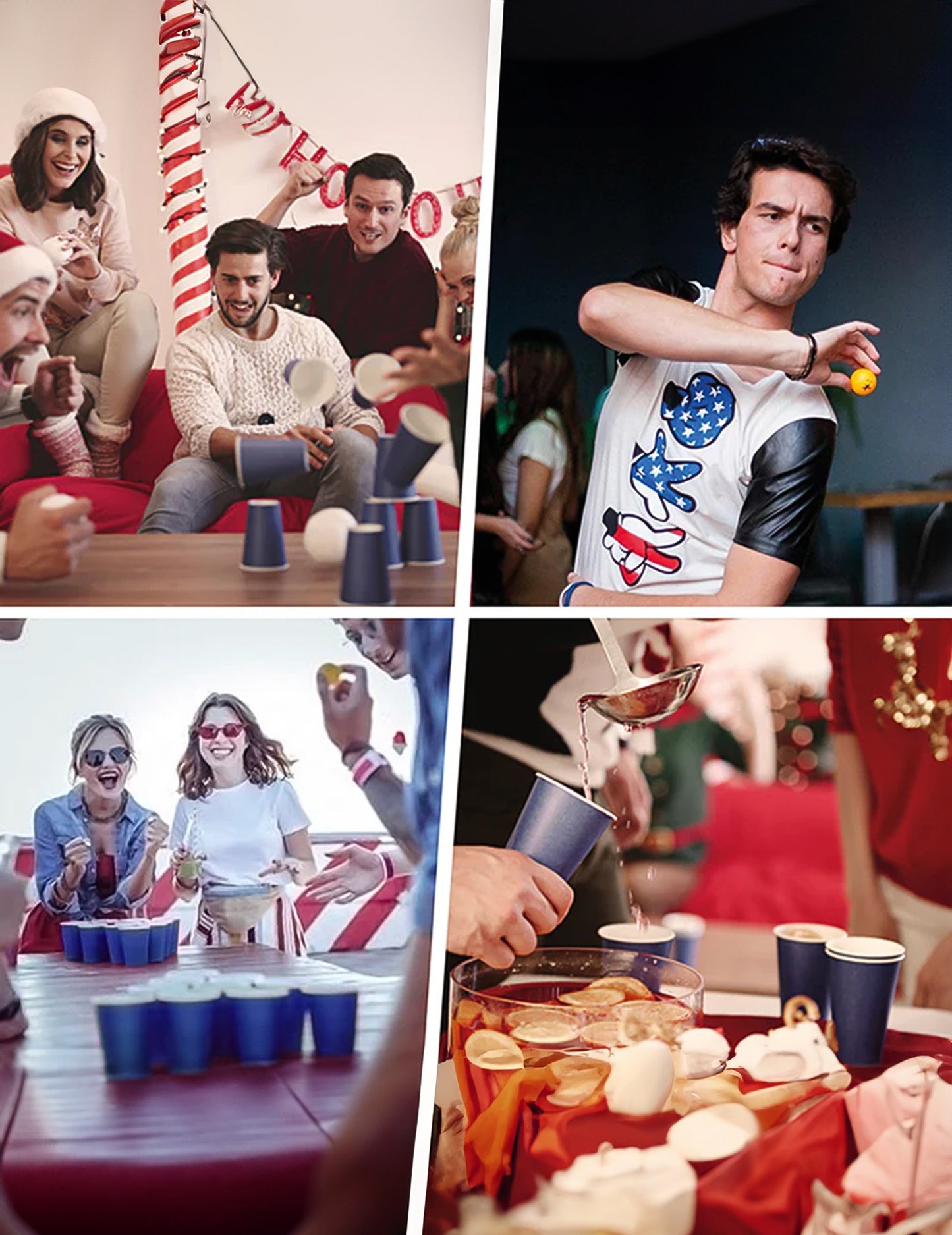 Mise en situation des gobelets américains bleus en carton recyclable lot de 20