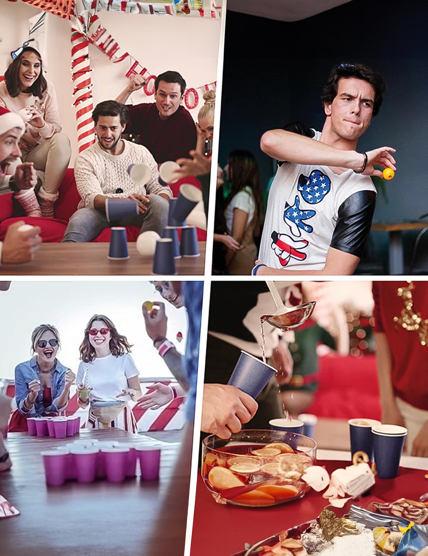 Mise en situation festive des gobelets américains en carton recyclable pour fête