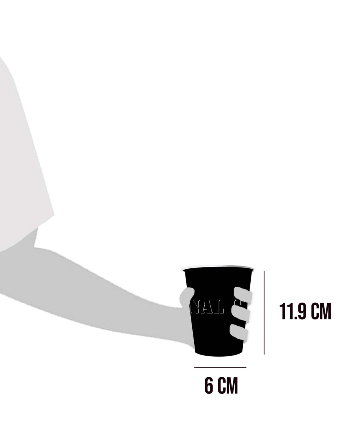 Rozměry černých amerických kelímků z recyklovatelného kartonu