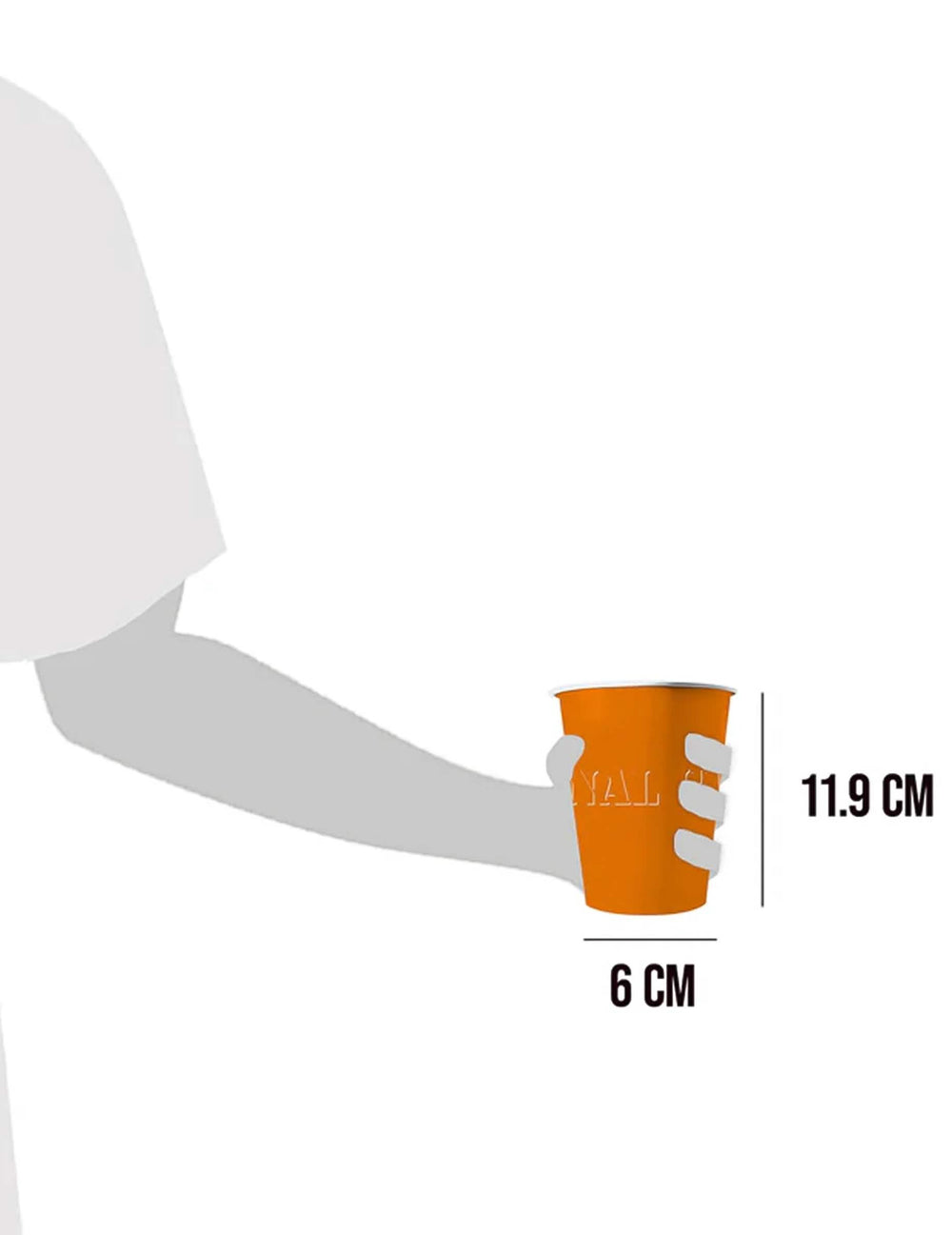 Rozměry a ukázka amerických kelímků z recyklovatelného oranžová kartonu