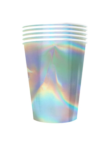 20 amerických recyklovatelných kartonových kelímků duhových iridescentních 53 cl