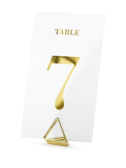 20 Značkové transparentní tabulky zlatá čísla 7 x 12 cm na svatbu