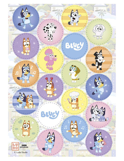 20 mini jedlých disků z oplatky Bluey a Bingo™ 3,4 cm