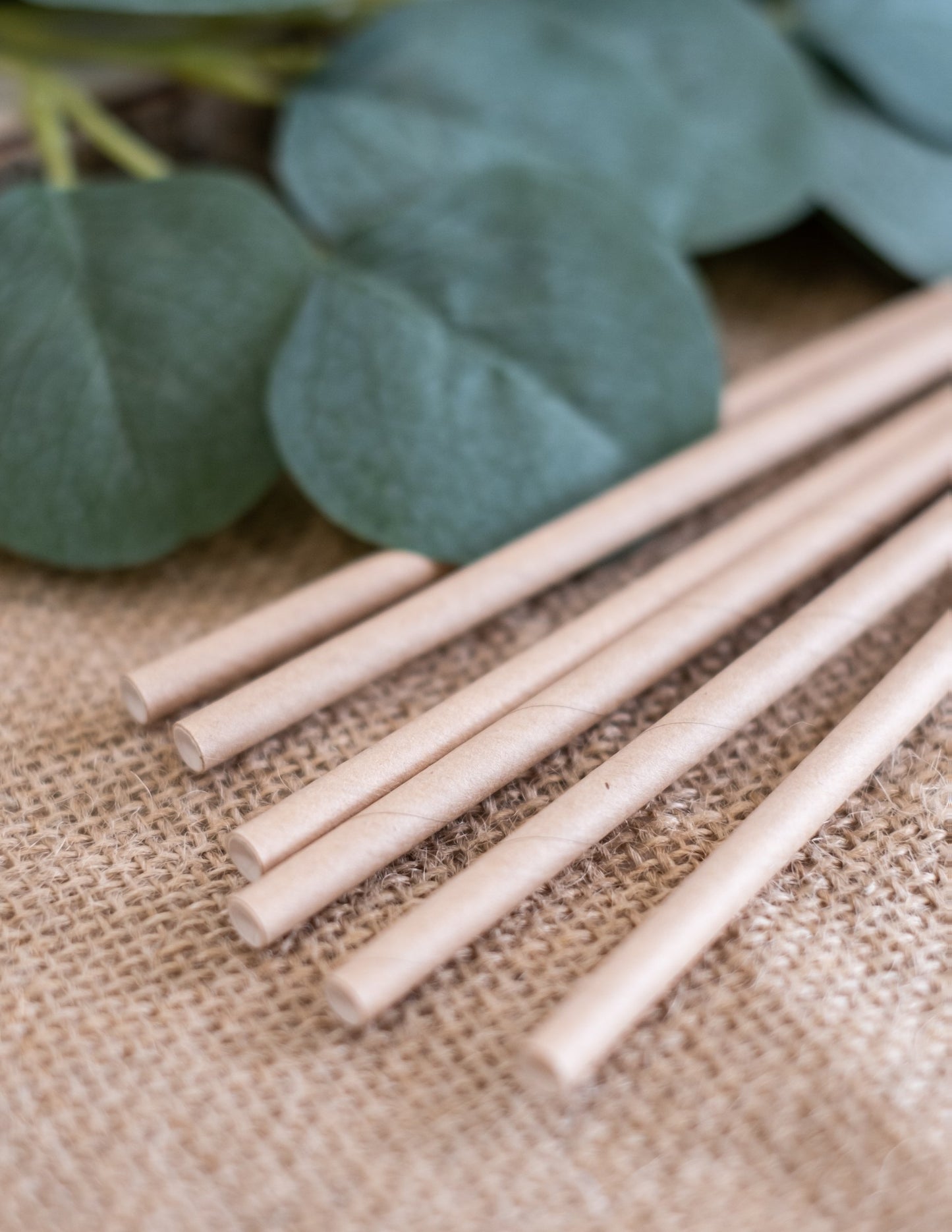 Gros plan des pailles en carton de couleur kraft pour fête marron