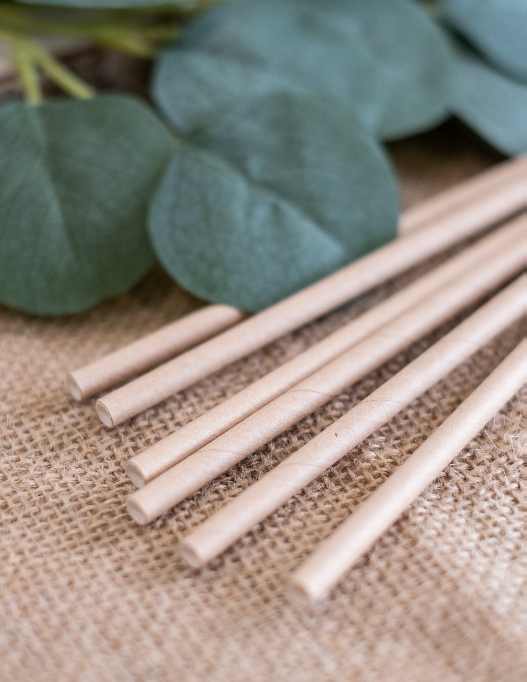 Gros plan des pailles en carton de couleur kraft pour fête marron