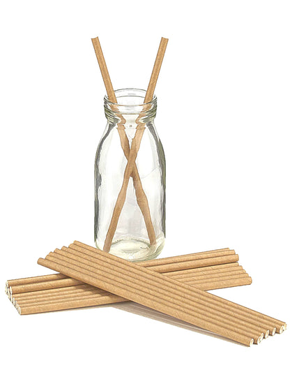 Mise en situation des pailles en carton de couleur kraft pour fête marron