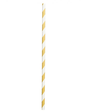 20 zlatě pruhovaných kartonových brček 20 cm