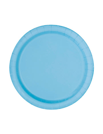 20 malých pastelově modrých papírových talířů 17 cm