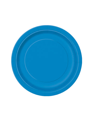 20 malých modrých kulatých kartonových talířků 17 cm na dezert 
