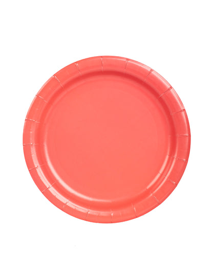 20 malých kulatých korálově červených kartonových desek 17.1 cm na dezert