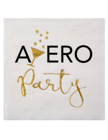 20 malých bílých a zlatých aperitivových papírových ubrousků 25 x 25 cm dekorace na stůl