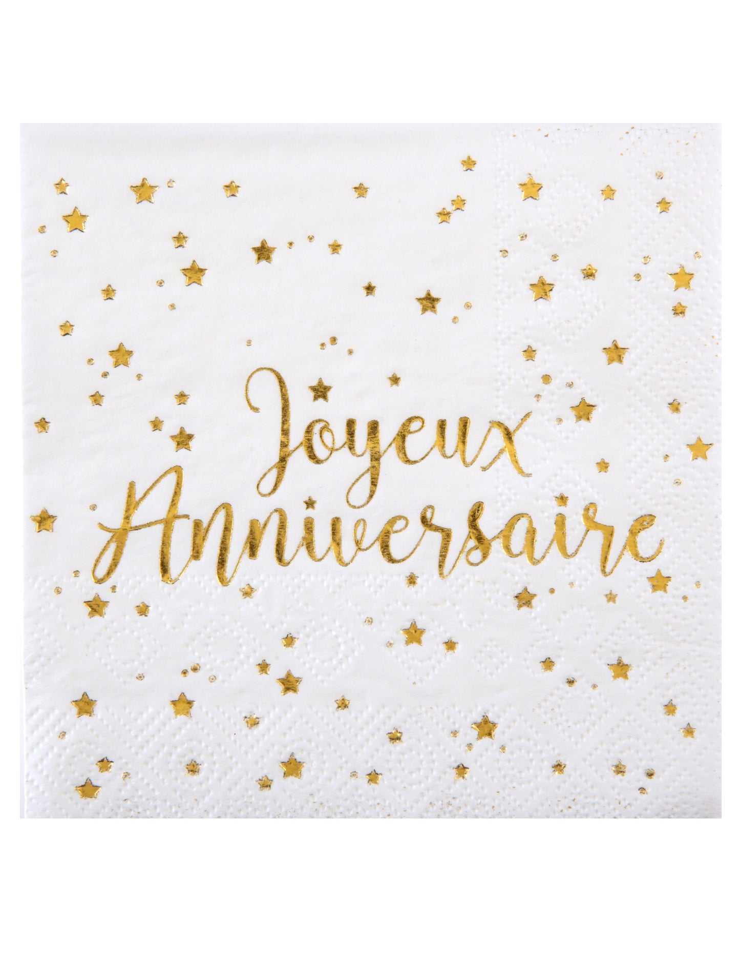 Serviettes en papier Joyeux anniversaire pour décoration de table blanc et doré métallisé