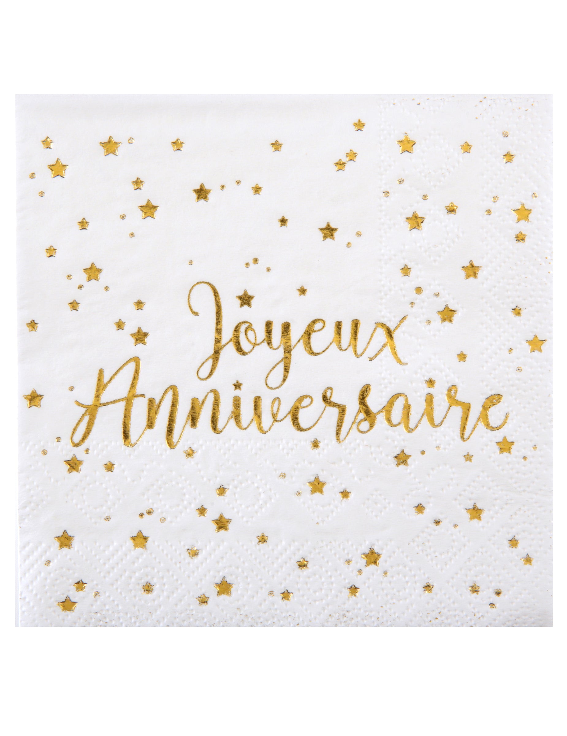 Serviettes en papier Joyeux anniversaire pour décoration de table blanc et doré métallisé