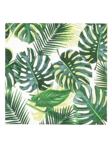 20 malých zelených tropických papírových ubrousků 25 x 25 cm