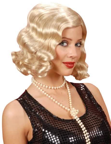 Vlnitá paruka ve stylu 20. let pro blond ženu
