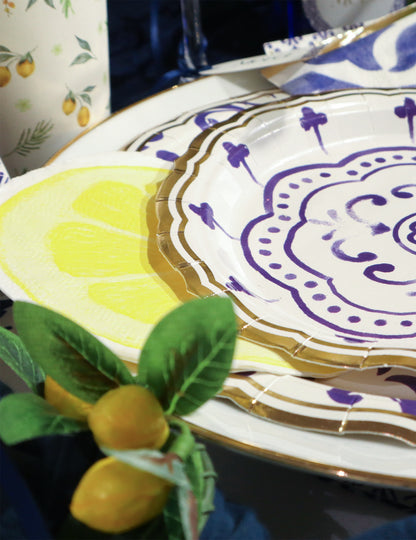 20 koktejlových ubrousků plátek citronu žlutý a bílý papír 24x24cm osvěžující design