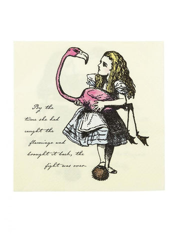 20 papírových ubrousků Alice in Neverland 33 x 33 cm růžový plameňák