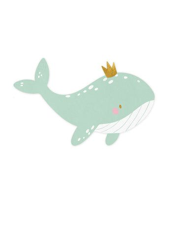 20 nebesky modrých papírových ubrousků se zlatou korunou