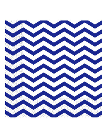 20 královsky modrých papírových ubrousků Chevron 33 x 33 cm