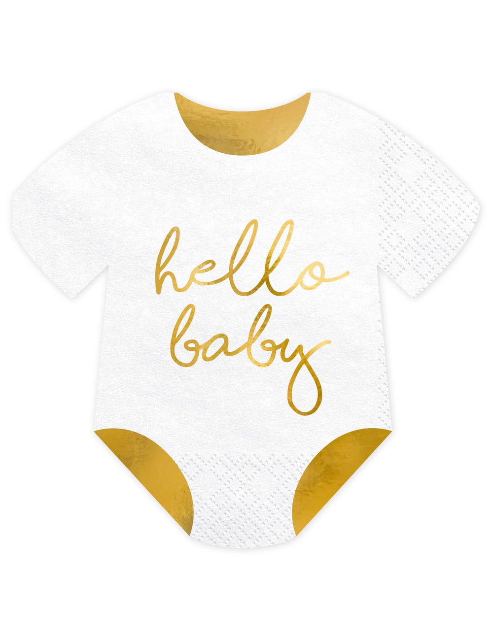 papírové ubrousky body Hello Baby pro baby shower bílá a zlatá