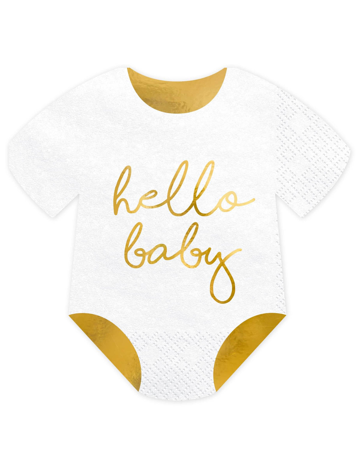 papírové ubrousky body Hello Baby pro baby shower bílá a zlatá