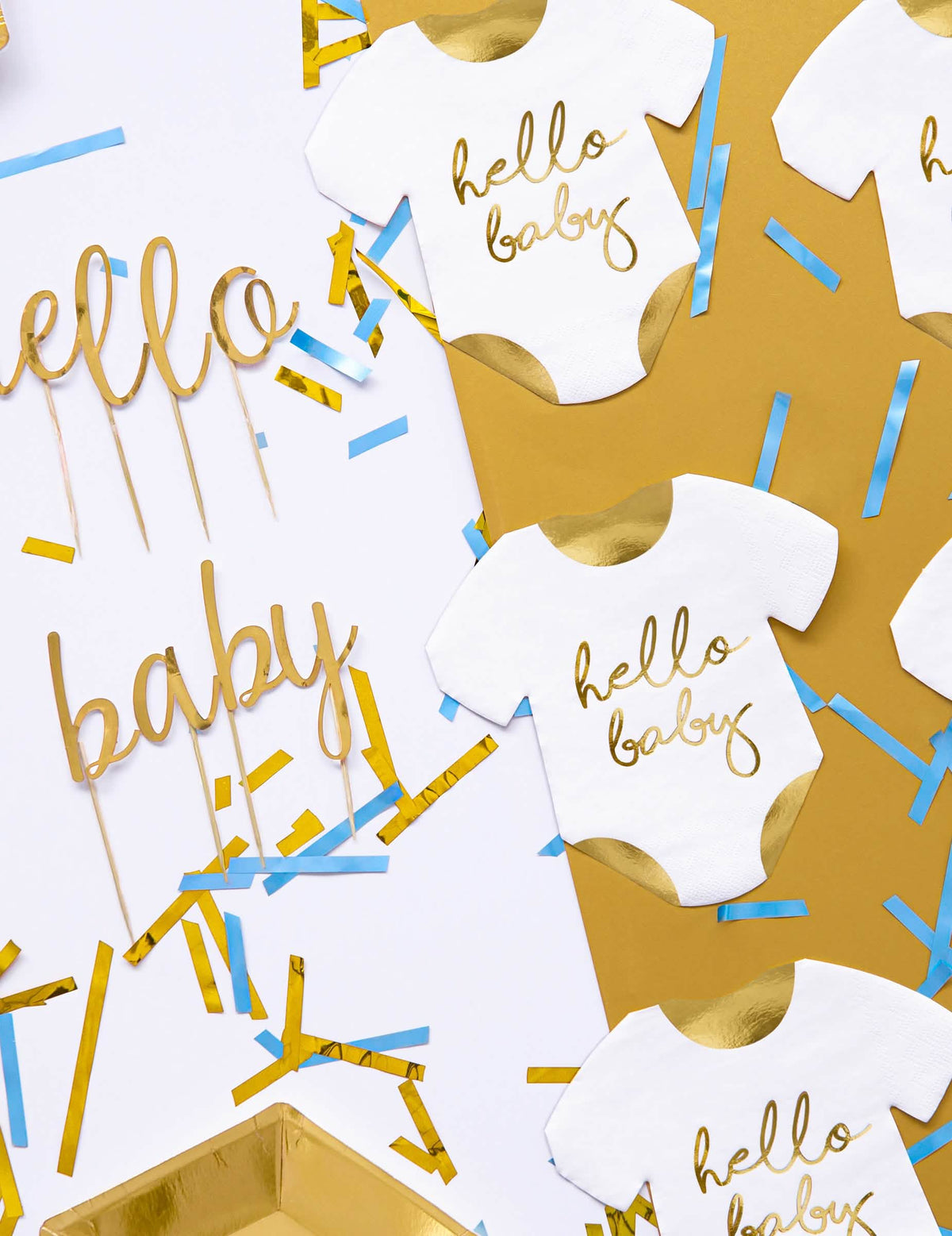 Scéna s konfety papírových ubrousků body Hello Baby