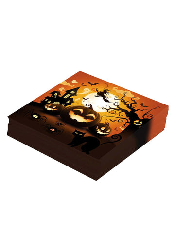 12 papírových ubrousků s motivem halloweenské dýně 33 x 33 cm