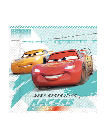 20 kompostovatelných papírových ubrousků Cars 3™ 33 x 33 cm 