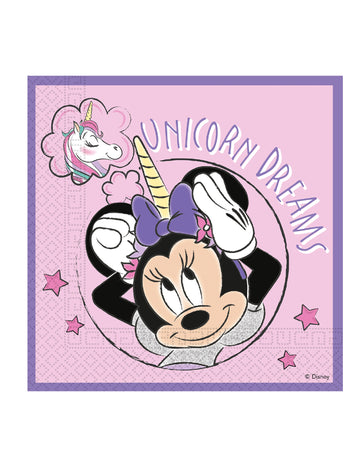 20 kompostovatelných papírových ubrousků Minnie Jednorožec™ 33 x 33 cm 
