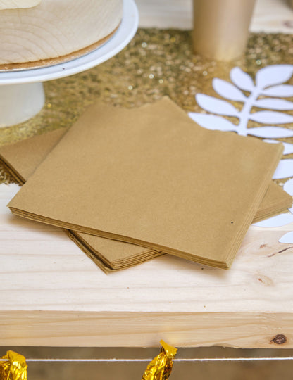 20 zlatých papírových ubrousků 33 x 33 cm na oslavu 