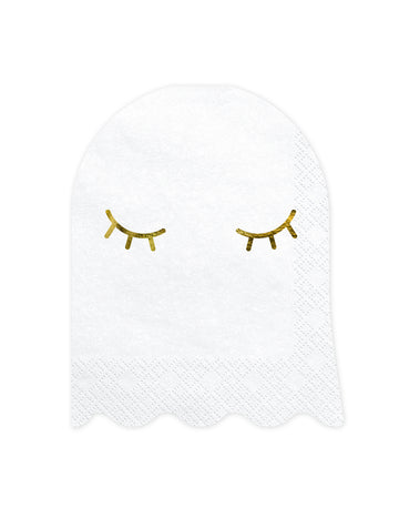 20 bílých a zlatých papírových ubrousků 11 x 14 cm na halloween