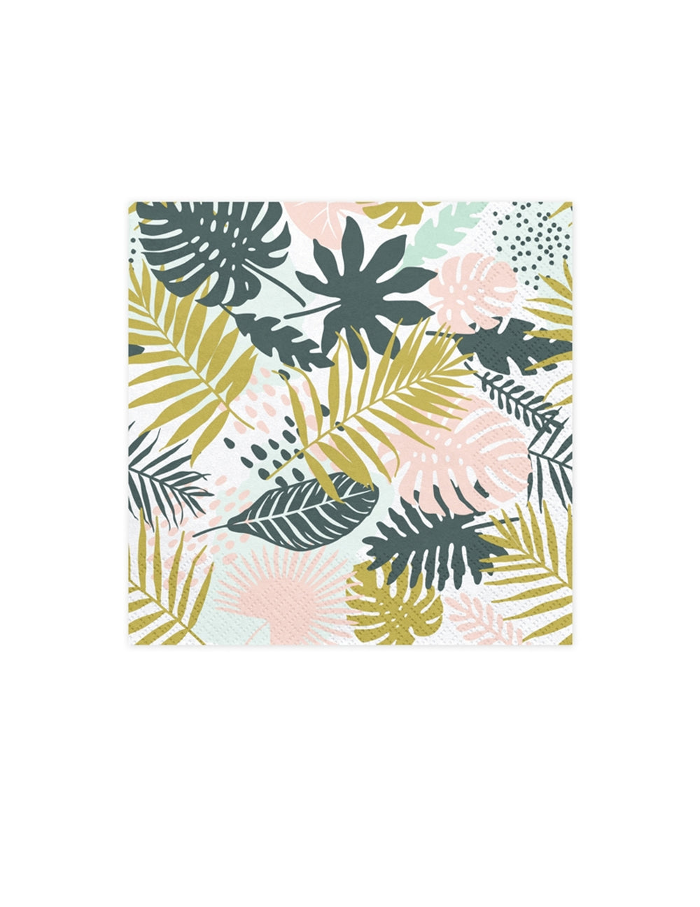 20 serviettes en papier feuilles tropicales pour fête vertes et roses