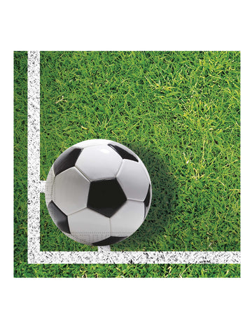 Serviettes en papier football pour fête motif terrain de foot vert