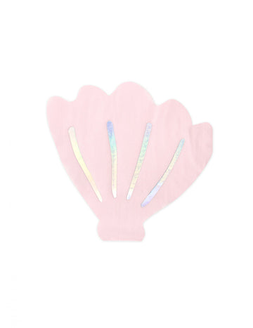 20 duhových růžových papírových ubrousků ve tvaru mušle