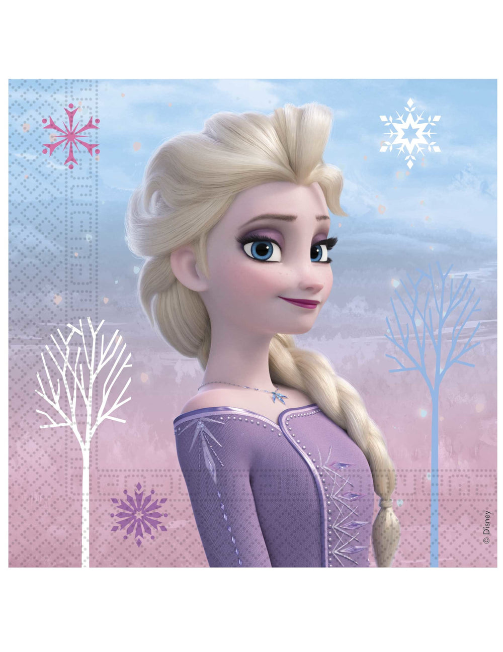 Serviettes en papier La Reine des Neiges pour enfant violettes avec Elsa