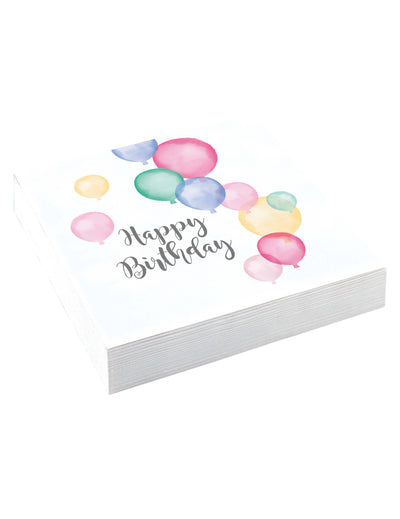 Serviettes en papier Happy Birthday ballons pour anniversaire pastel