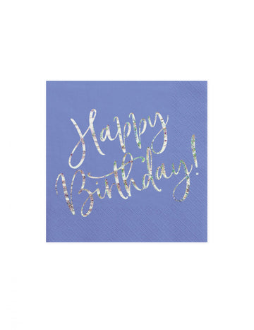 20 modrých duhových papírových ubrousků k narozeninám 33 x 33 cm levandulově modrá