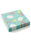 Serviettes en papier petit nuage arc-en-ciel bleu turquoise avec motifs souriants