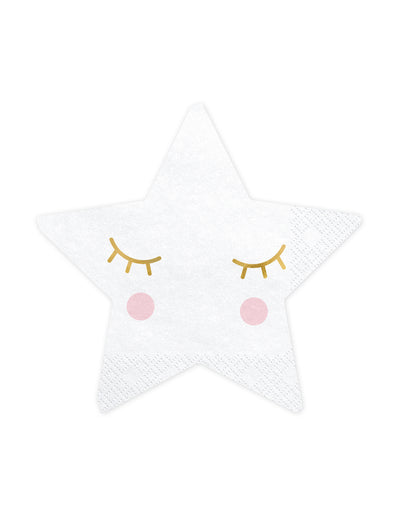 Serviettes en papier petite étoile blanche aux yeux dorés