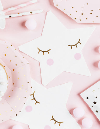 20 bílých ubrousků s hvězdami 16 x 16 cm